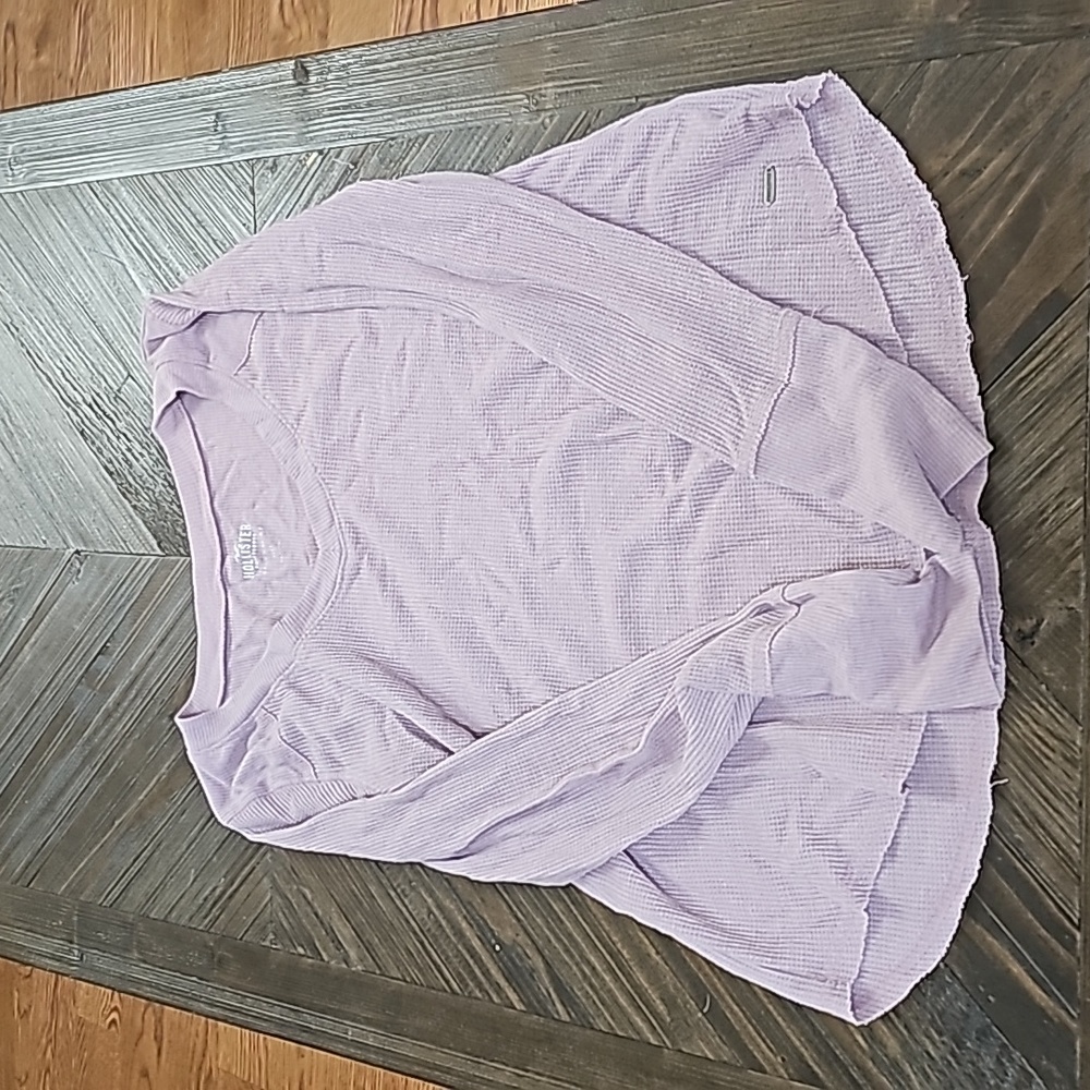 Hollister Woman's long sleeve waffle easy t-shirt, purple, size M